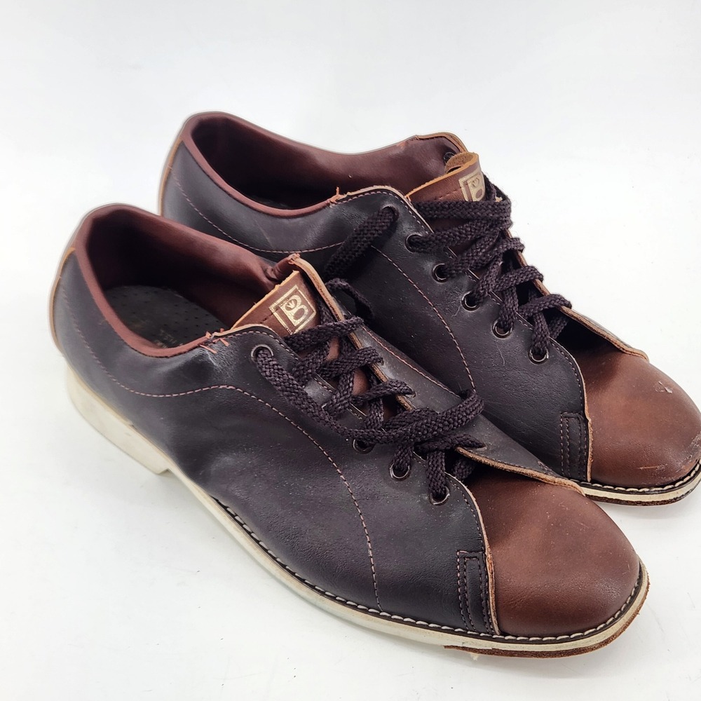 Brunswick Mens Bowling Shoes Brown Two Tone Size 12 Made in USA 8173K8 Vintage